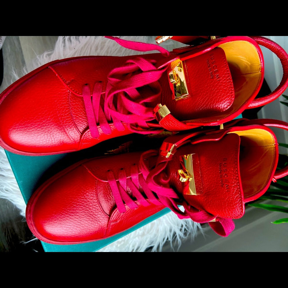 COPY - 🗣Buscemi red 👺leather hi tops ‼️